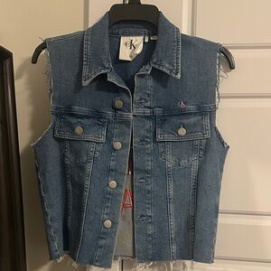 Calvin Klein Blue Denim Sleeveless Jacket